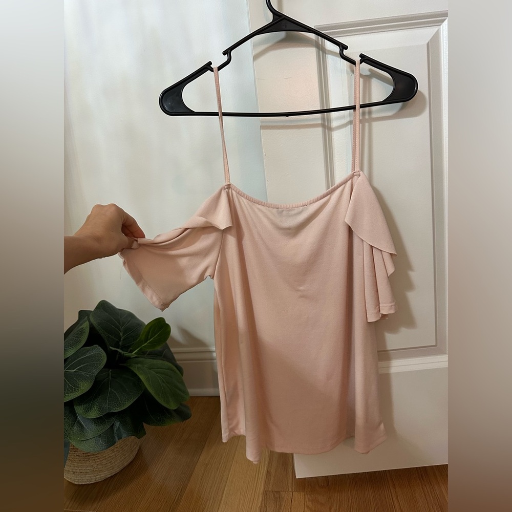Pink Ruffle Cold Shoulder Top - Picture 4 of 4